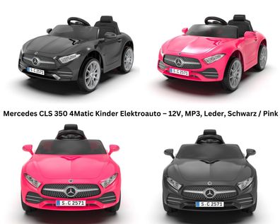 Kinderfahrzeuge Mercedes CLS 350 - lizenziert, 12V, EVA, Leder, Schwarz / Pink