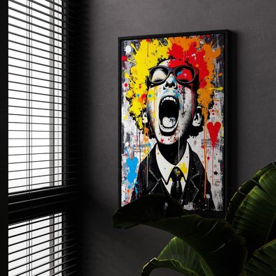 Banksy-Kunst, Straßenkunst, Graffiti Bunte Wandbild, Acrylglas, Poster, Leinwand Nr8