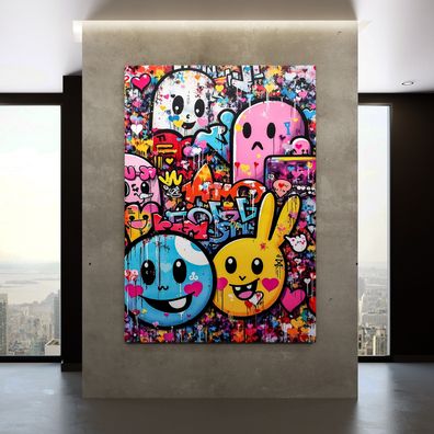 Urban-Kunstdruck, Graffiti - Pop Art Bunte Wandbild Acrylglas, Poster, Leinwand Nr4