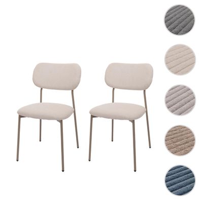 2er-Set Esszimmerstuhl HWC-O26, Stuhl, Cord (330g/m²) Stoff/Textil Metall