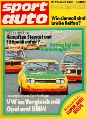sport auto 9 / 1973, Porsche, Audi 80, Fahrwerk, Bultaco, DRM, F1