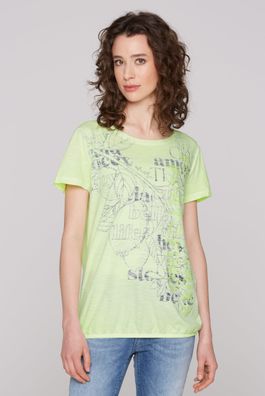 SOCCX T-Shirt mit Elastiksaum und Artwork in Summer Lime