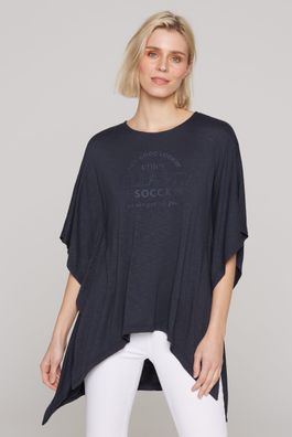 SOCCX Poncho-Shirt mit tonigem Rubber Print in Deep Sea