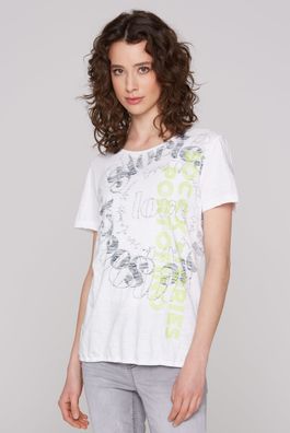 SOCCX T-Shirt mit Elastiksaum und Artwork in Opticwhite
