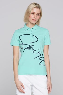 SOCCX Pikee-Polo mit Wording Print in Aqua Splash