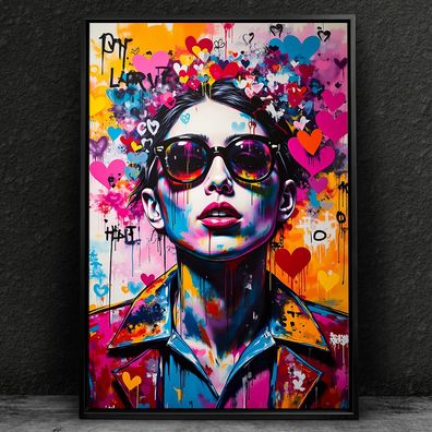 Pop Art, Frau in Farben Kunst, Bunte Wandbild, Acrylglas, Poster, Leinwand Deko Nr155