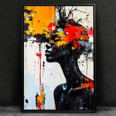 Pop Art, Frau in Farben Kunst, Bunte Wandbild, Acrylglas, Poster, Leinwand Deko Nr156
