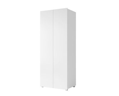 BETTSO Stilvoller 2-türiger Kleiderschrank BIRD 80 Weiß matt+Weiß glänzend
