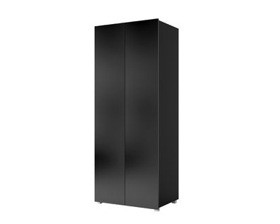BETTSO Stilvoller 2-türiger Kleiderschrank BIRD 80 Schwarz matt + Schwarz glänzend