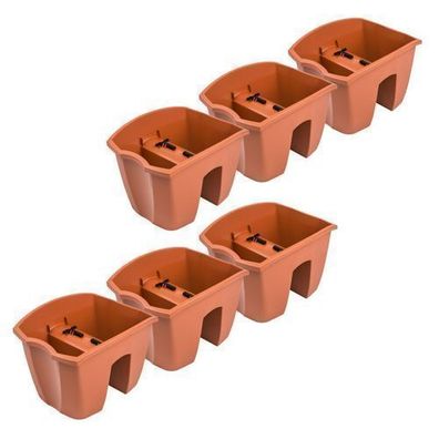 6x Blumenkasten 24cm Hängetopf Blumentopf Balkontopf Geländertopf Terrakotta