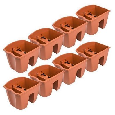 8x Blumenkasten 24cm Hängetopf Blumentopf Balkontopf Geländertopf Terrakotta