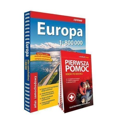 Europa Autoatlas 1:800.000 + Erste-Hilfe-Leitfaden - Schritt-fuer-Schritt-Anleitu