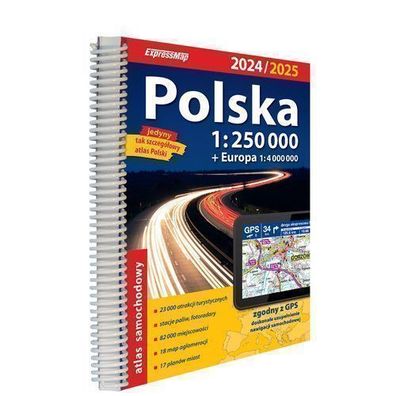 Polen Autoatlas 2024/25 + Erste-Hilfe-Anleitung im Massstab 1:250 000