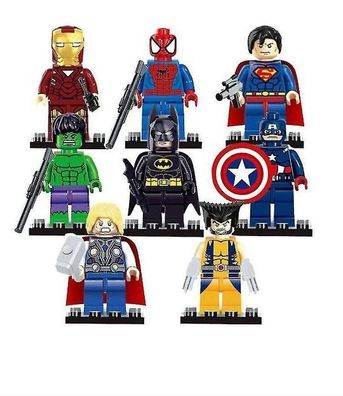 8pcs Marvel Superhelden Bausteine Mini Action Figuren Spielzeug Hand Puppets