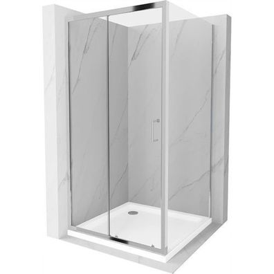 Mexen Apia Duschabtrennung 100x100 cm Transparent Chrom + Duschwanne Flat