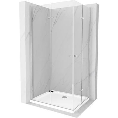 Mexen Lima Duschkabine 90x80 cm Transparent Chrom + Flat Duschwanne, 6mm Glas