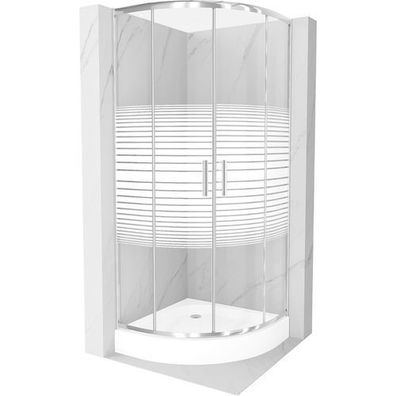 Mexen Rio Duschkabine 90x90 cm Chrom Schiebetür + Duschwanne 14 cm Weiß