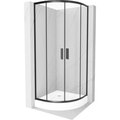 Mexen Rio Duschkabine 80x80cm Transparent Schwarz + Duschwanne Weiß 14cm