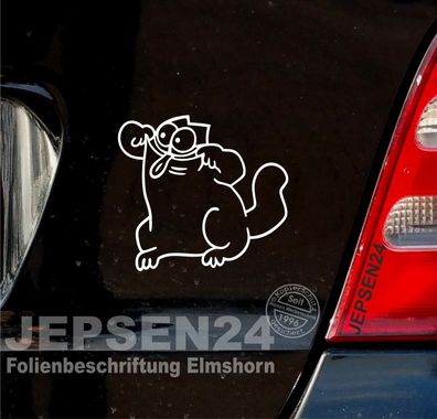 Aufkleber Simons Cat 13cm B94 Farbe nach Wahl für Auto Bus Heckfenster Wände