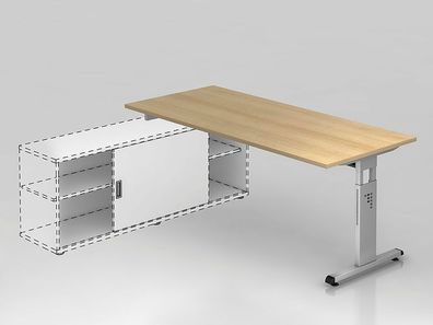 Büro Schreibtisch mit Sideboard 180x80 cm Modell OSE19