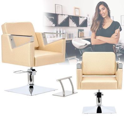 Friseurstuhl Tomas Hydraulischer Drehstuhl für Friseursalon Chromfußstütze