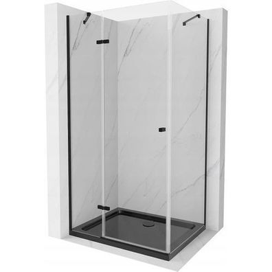 Mexen Roma Duschabtrennung 100x80cm Transparent/Schwarz + Flat Wanne, Schwarz