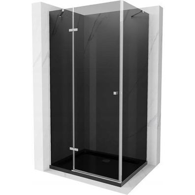 Mexen Roma Duschabtrennung 100x80 cm Graphit Chrom + Flat Duschwanne Schwarz