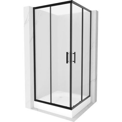 Mexen Rio Duschkabine 90x90 Frost, Schwarz + Duschwanne Weiß 14cm