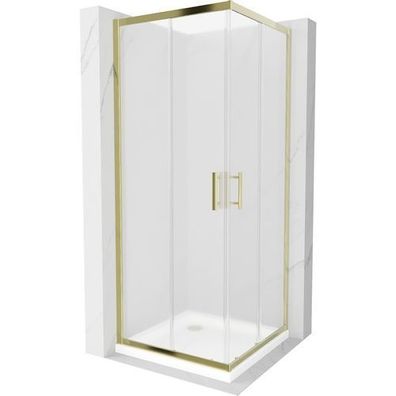 Mexen Rio Duschkabine 70x70 cm Frost/Gold + Duschwanne Weiß, Slim-Design