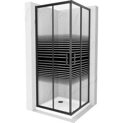 Mexen Rio Duschkabine 70x70 cm Schwarz, mit Flat Duschwanne Weiß