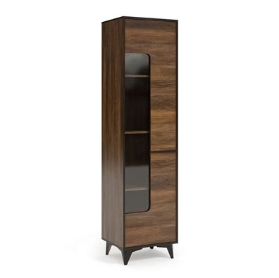 AX LIVING Moderner Vitrinenschrank Fabriani W1D Vitrine Shirin Walnut