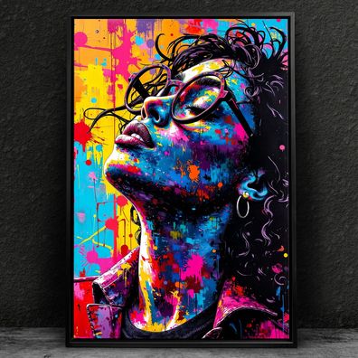 Abstrakt Frau Pop Art Kunst, Street Art Wandbild Leinwand, Acrylglas, Poster Deko Nr2