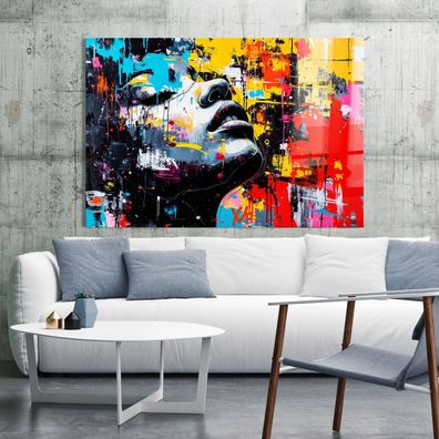 Abstrakt Frau Pop Art Kunst, Street Art Wandbild Leinwand, Acrylglas, Poster Deko Nr5