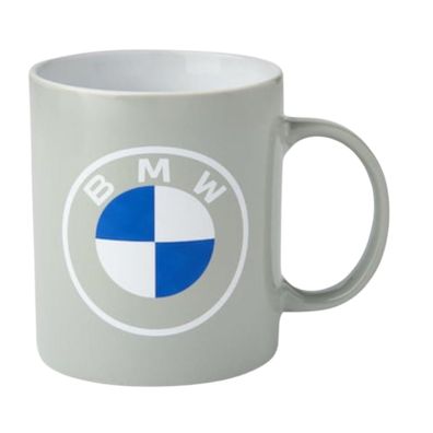 BMW Kaffeebecher 300 ml Porzellan Kaffeetasse mit Logo Stoney Grau Tasse Becher