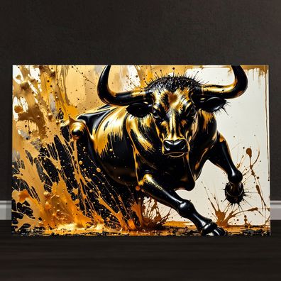Bitcoin Stier in Gold, Forex Deko Wandbild Kunst Leinwand, Acrylglas oder Poster Nr35