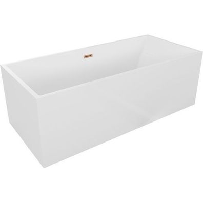Mexen Vigo Freistehende Badewanne 178,5x80 cm Weiß, Gebürsteter Kupferablauf