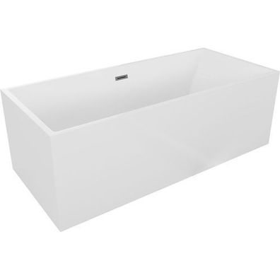 Mexen Vigo freistehende Badewanne 178,5x80 cm, weiß, gebürstet Gun Gray Überlauf