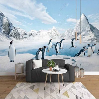 Vlies Fototapete Wandtapete Wandbilder Antarktis Pinguin Eis und Schnee 12189