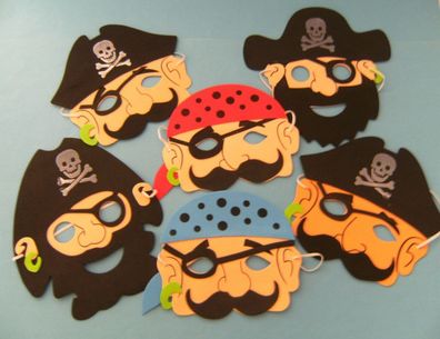1 Maske f. Kindergeburtstag Karneval Fasching Pirat Piraten Masken Moosgummi Theater