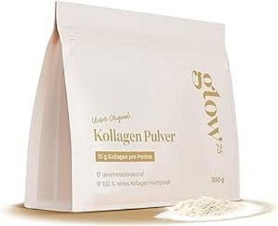 Glow25® Kollagen Pulver (300g] - Premium Kollagen Peptide Typ 1 & 3 - Leicht löslich
