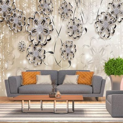 Vlies Fototapete Wandtapete Wandbilder 3D Kristalschmuck Blumen Elegante 1040