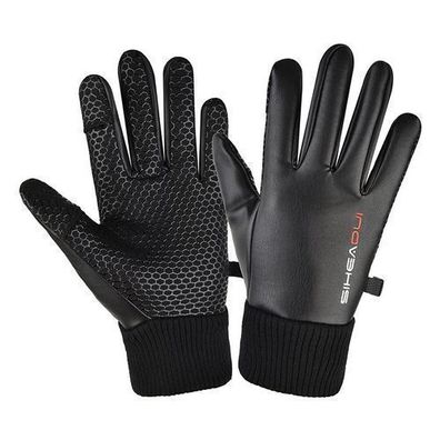 Herren Thermo-Handschuhe - rutschfest & touchscreen-kompatibel - Schwarz