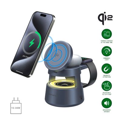 4smarts Qi2 Ladestation Aura Sound spacegrau