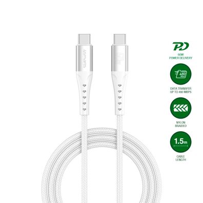 4smarts USB-C Kabel PrimeCord 60W 1,5m, weiß
