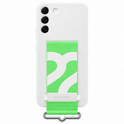 Samsung Silicone Cover with Strap für Galaxy S22 + , White