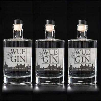 WUE Gin 3x 0,5L 44% vol. original Würzburg Dry Gin handcrafted