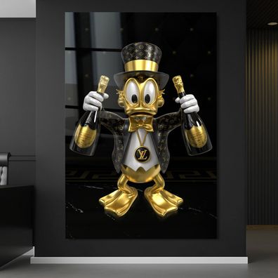 Luxus Goldene scrooge mcduck Wandbild, Sekt Luxusmarke Leinwand, Acrylglas, Poster