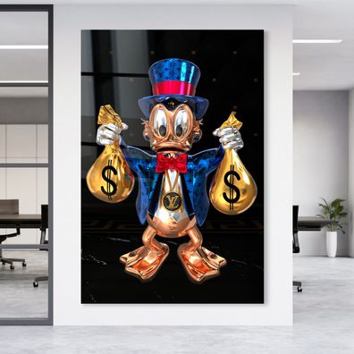 Luxus Goldene scrooge mcduck Wandbild Geld Luxusmarke Leinwand, Acrylglas, Poster Nr1