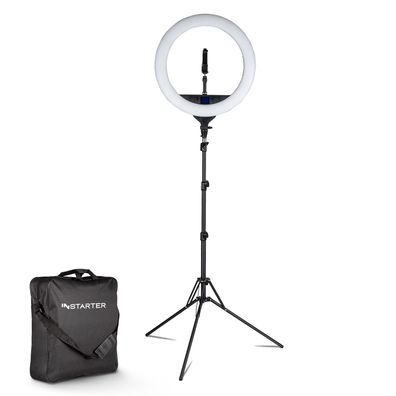 Instarter LED Ringlicht Stativ Ringleuchte schwenkbar Videoleuchte 60W Bi-Color