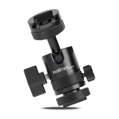Walimex pro Mini Kugelkopf Single Shoe 1/4 Blitzschuh Stativkopf 360° Kamera